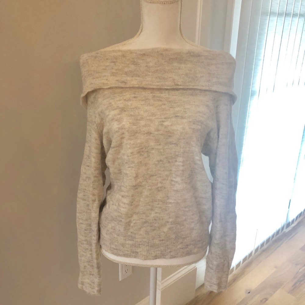 H&M off the shoulder oatmeal colored sweater